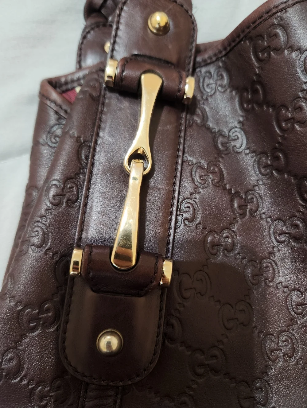Authentic Gucci Pelham Brown Guccissima Horsebit Medium Hobo Bag